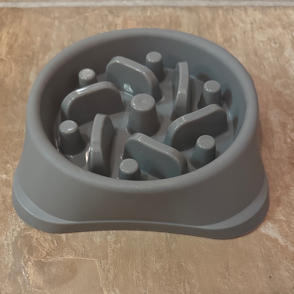 NEW Gray Slow Feeder Maze Dog Bowl for good health